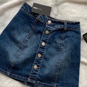 High waisted button up mini skirt